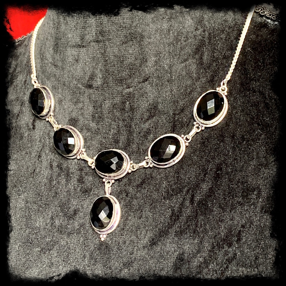 Black Onyx Sterling Silver Statement Necklace